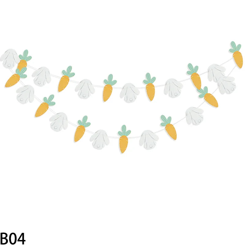 3M Happy Easter Banner Rabbit Carrot Egg Cartoon Bunny Garland Wall Hanging Bunting Flag Easter Party Decoration For Home