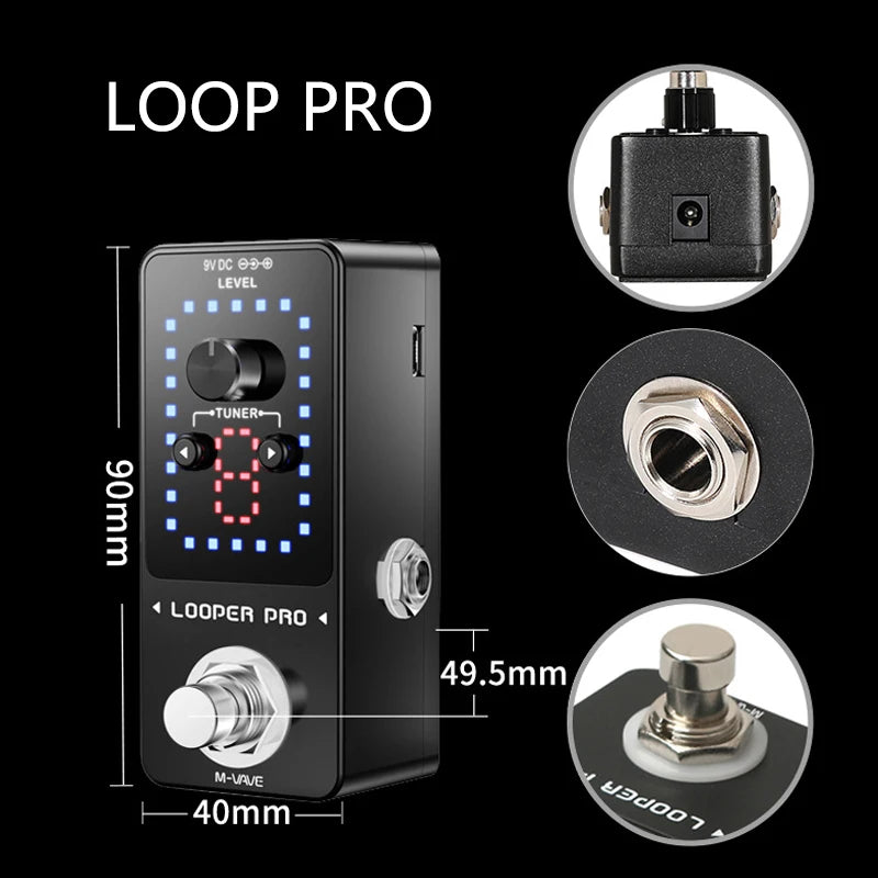 M-VAVE Looper Pro Guitar Effect Pedal 9 Loops 40 Minutes Recording Time Loop Station with Tuner Unlimited Overdub Guitar Pedal - Premium from Lizard Vigilante - Just $70.99! Shop now at Lizard Vigilante
