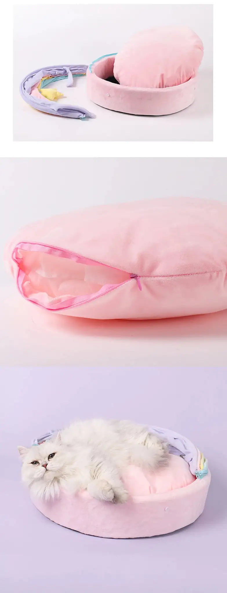 Cat House Bed Cute Cat Bed Rainbow Tent Pet Dog Sleeping Pad Winter Warm Deep Sleep Cat Nest Comfortable Breathable Cat House
