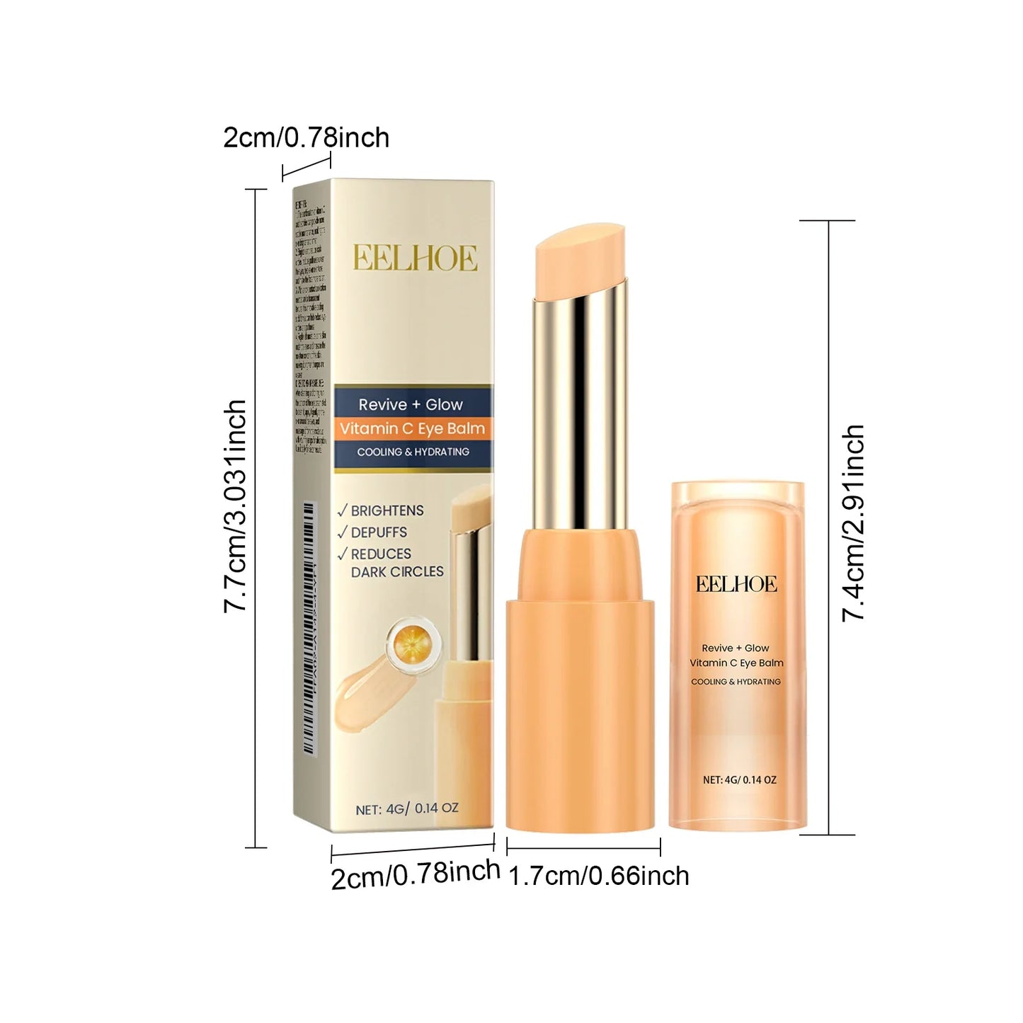 Vitamin C Eye Cream Stick Anti-Wrinkle Moisturizing Balm Eye Bag Removal Dark Circles Reduce Fine Lines Anti Puffiness Eye Cream