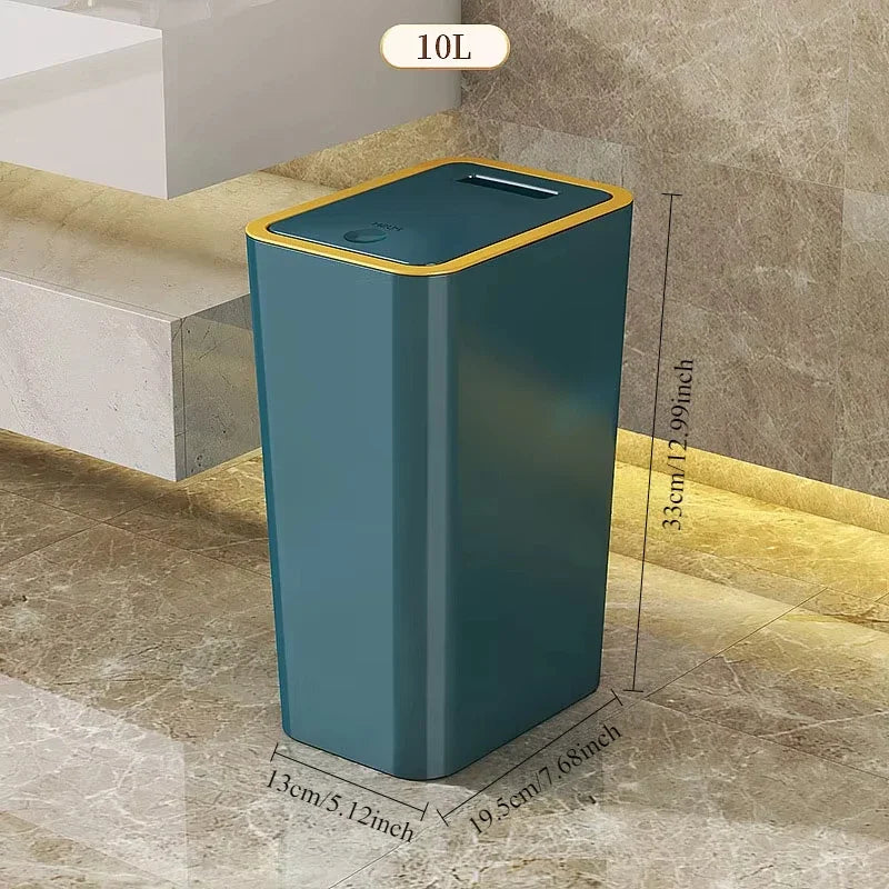 Garbage Bin with Lid Large Capacity Semi Automatic Trash Can Toilet Living Kitchen Bedroom Press Plastics Trash Bin Home Supply