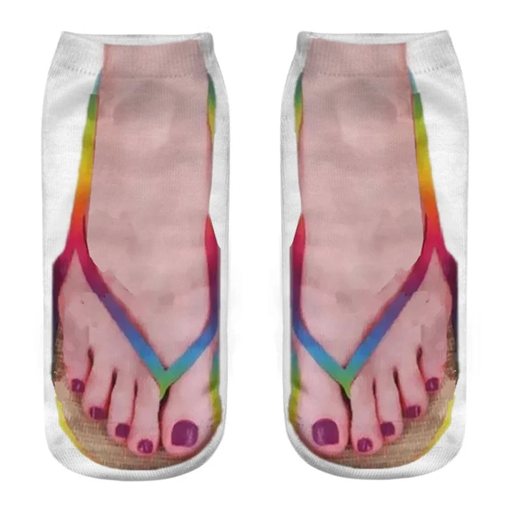 Flip Flops New Funny 3D Printed Toe Skull Canvas Shoes Patterned Creative Ankle Socks Unisex Halloween Christmas Gift Dropship - Premium flip flops from Lizard Vigilante - Just $8.99! Shop now at Lizard Vigilante