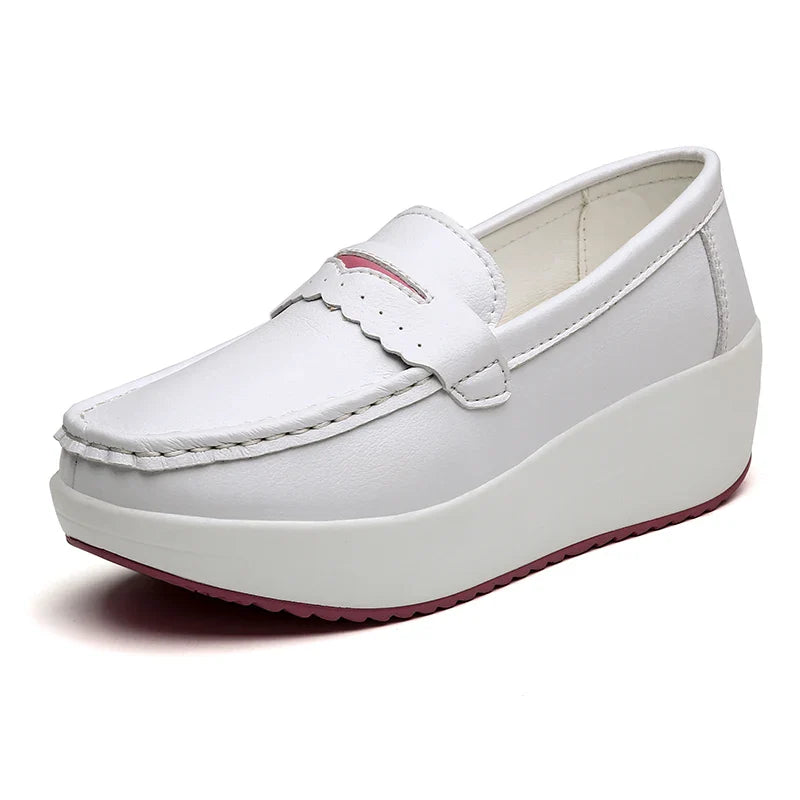 Sports shoes Casual women's shoes Thick soled leather loafers non-slip large size 35-41 light walking nurse shoes for women