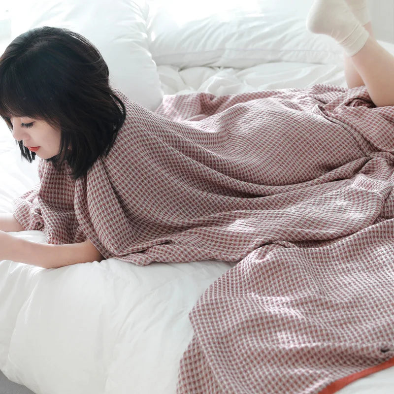 Cotton Bamboo Fiber Blanket Lunch Break Blanket Summer Cooling Sofa Bed Air Condition Blankets For Kids Adults Bedding Coverlet