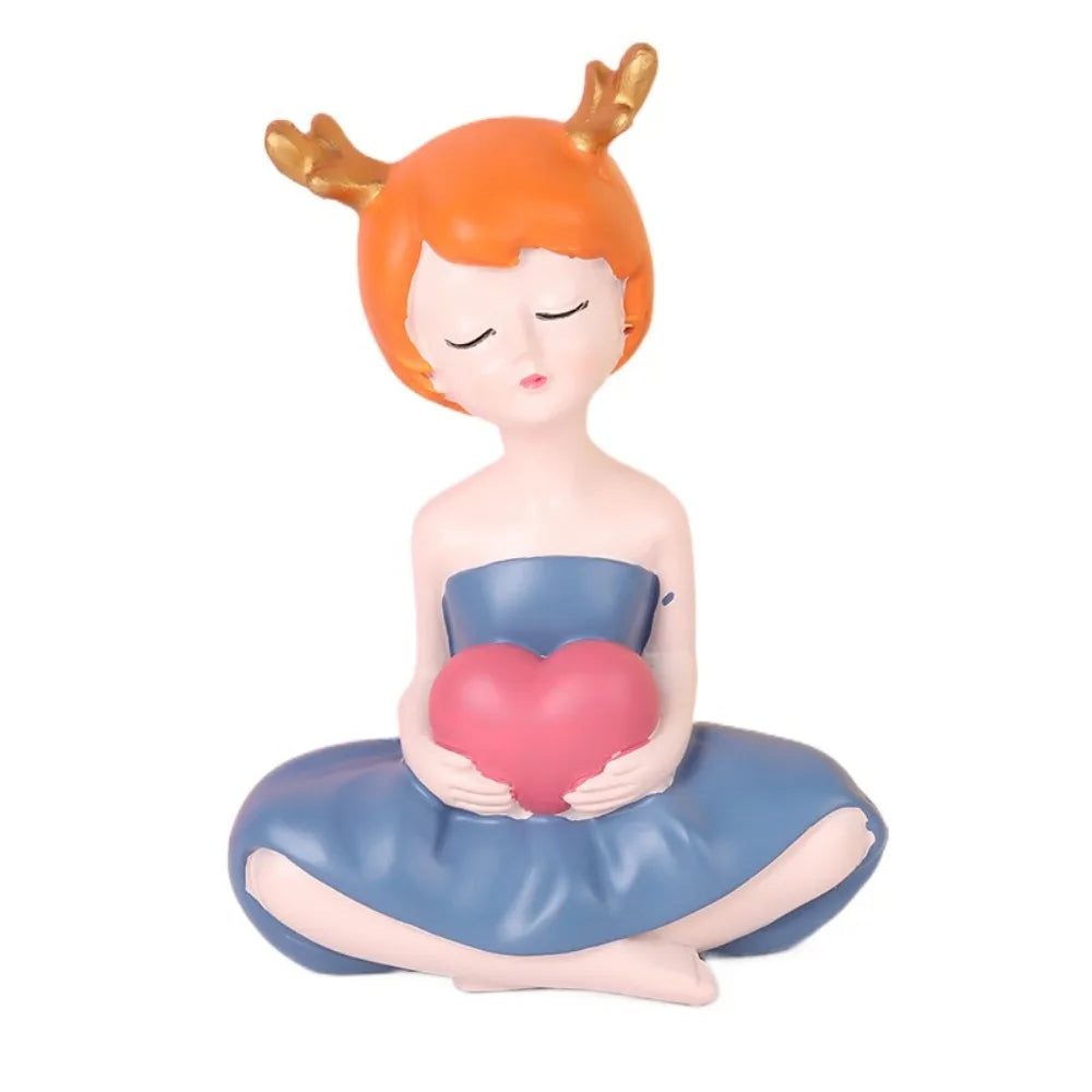 Crafts Resin Little Girl Statue Cute Creative People Sculpture Handicraft Waterproof Miniatures Figurine Living Room