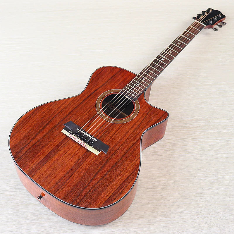 40 Inch Hickory Wood Acoustic Electric Guitar – 6 String Matte Finish Folk Rock Instrument With Technical Wood Fingerboard