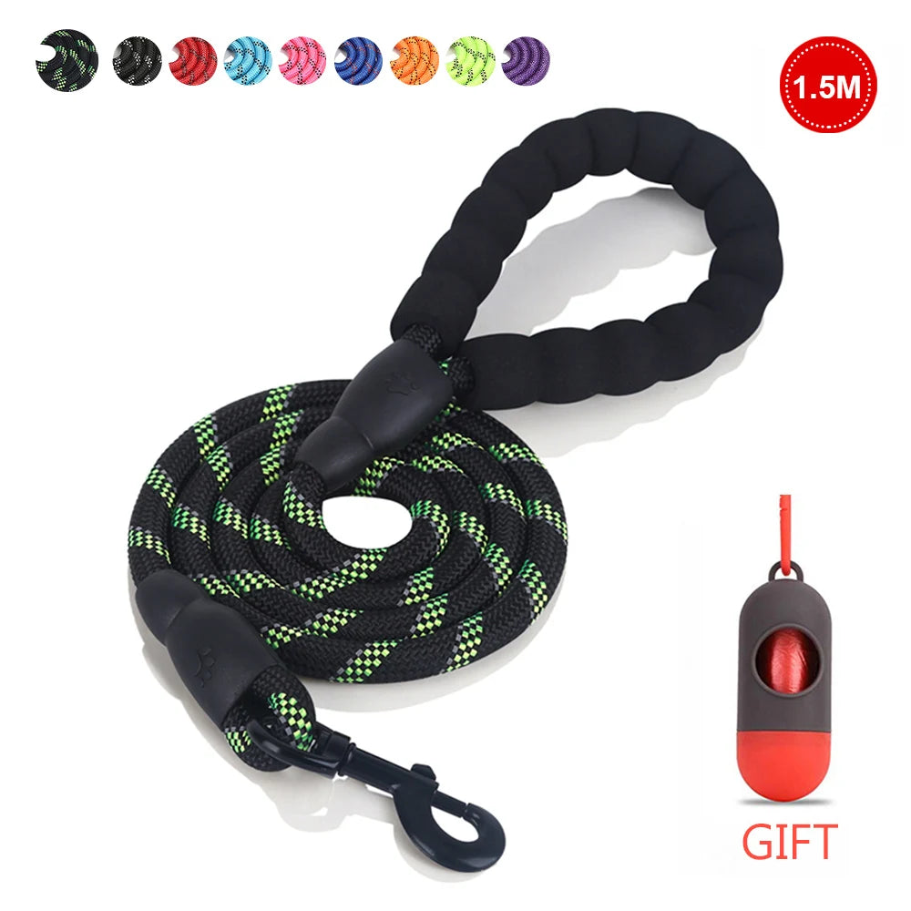 Reflective Strong Dog Leash 1.5M Long - Heavy Duty Nylon Rope Leash with Padded Handle for Comfortable Training and Walking - Premium pet leash from Lizard Vigilante - Just $18.88! Shop now at Lizard Vigilante