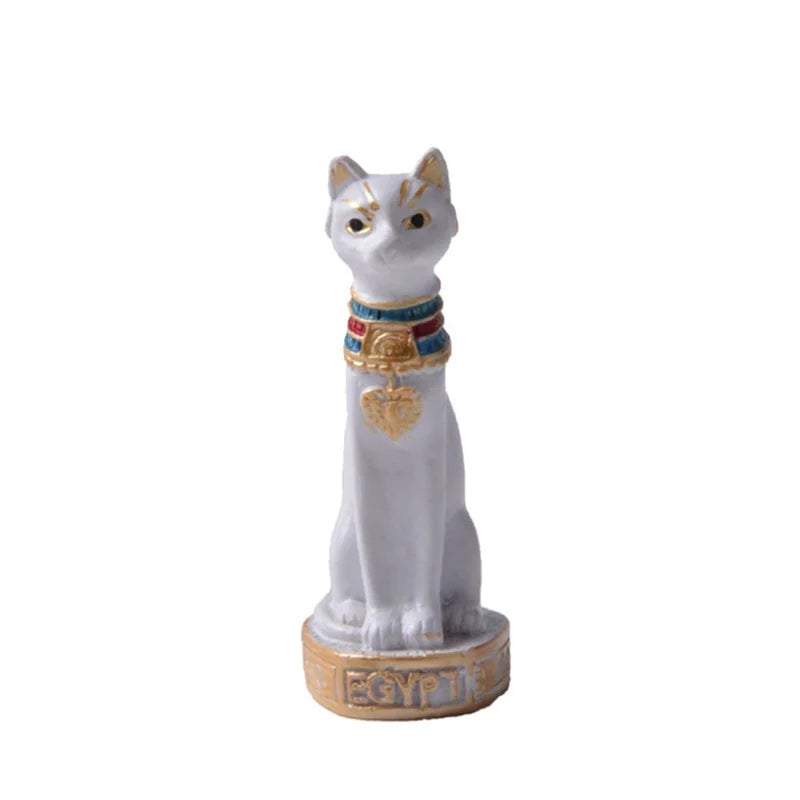 Lovely Egyptian Cat Shape Statue Retro Cartoon Car Desktop Decoration Miniatures Animals Figurines Household Crafts Ornament