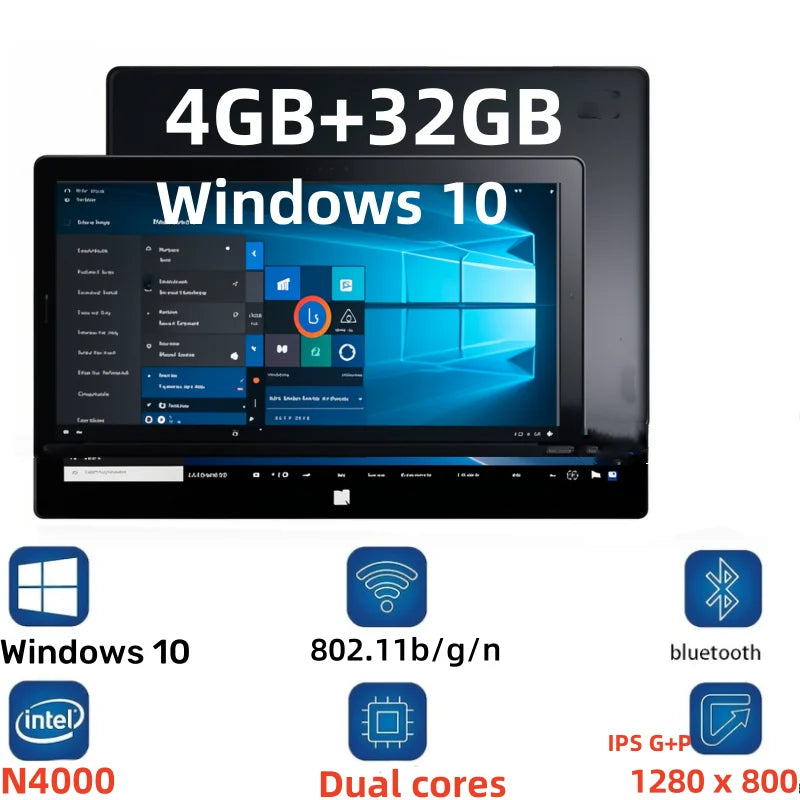 WINDOWS 11 Tablet PC 10.1 INCH 4GB DDR RAM 64GB ROM N3350 CPU 1920 x 1200 IPS Screen WIFI Quad Core Dual Camera HDMI-Compatible