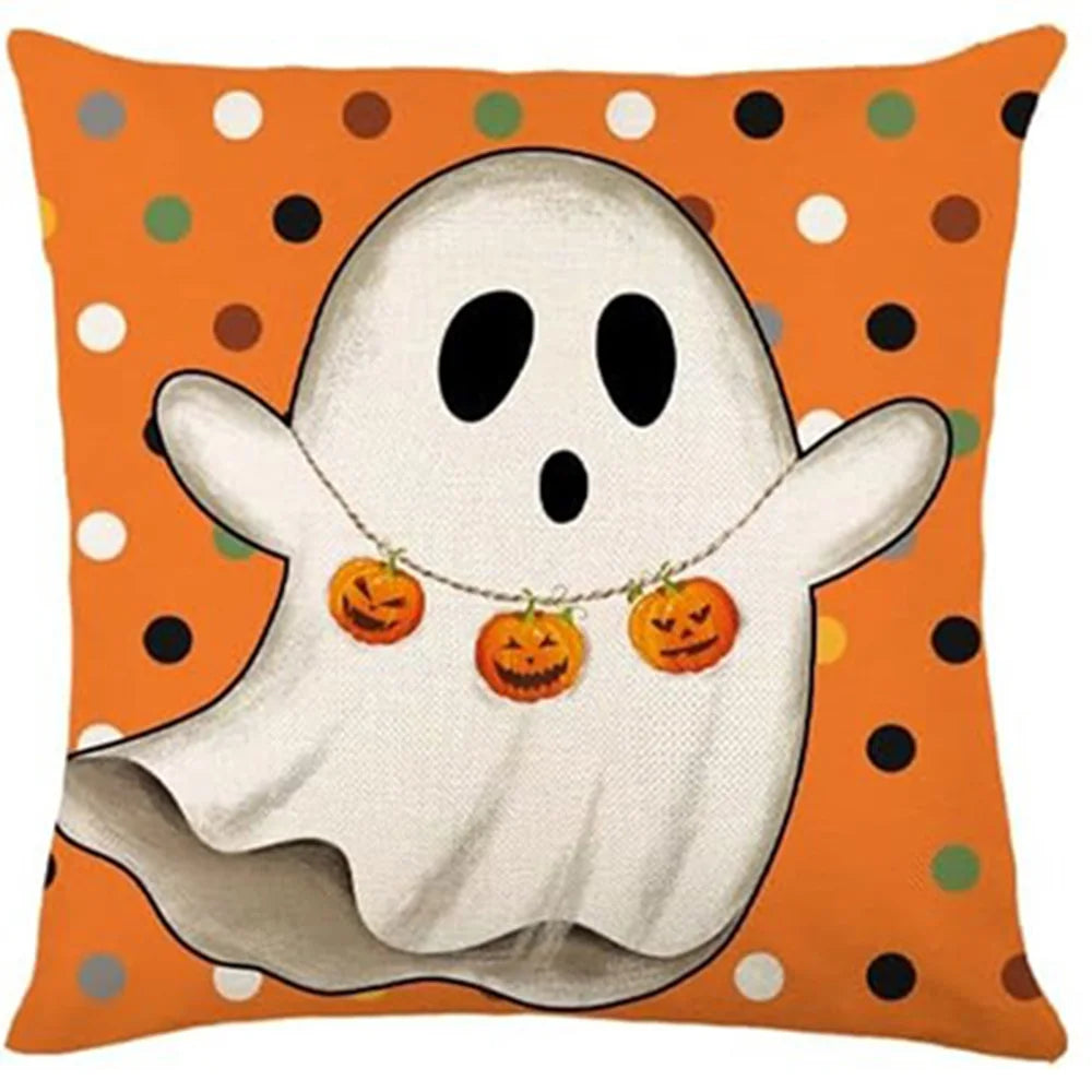 Halloween Pillowcases: Cat, Ghost, and Pumpkin Themed Decor! Sofa cushion cover, holiday party decoration, gift