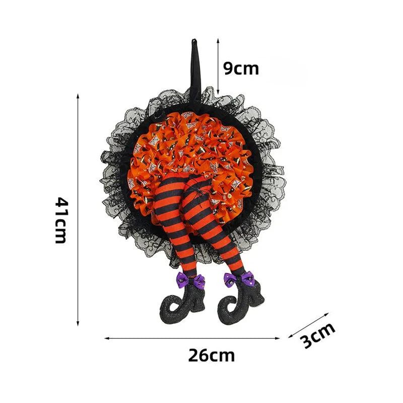 Halloween Witch Legs Door Wreath