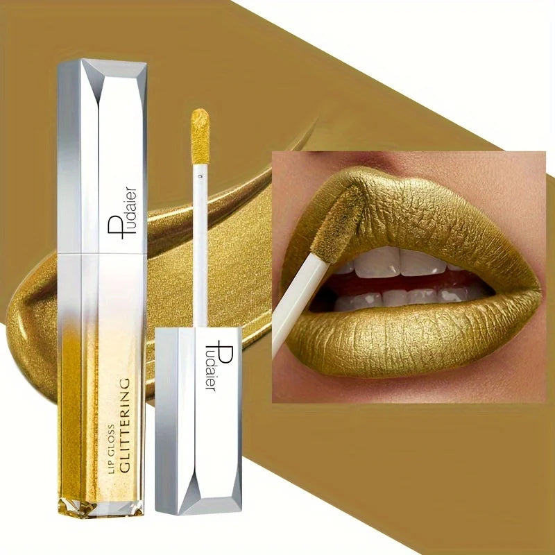 1Pcs Luxurious Golden Bar Lipstick: Long-Lasting Matte Velvet Finish with Non-Fading & Waterproof Properties