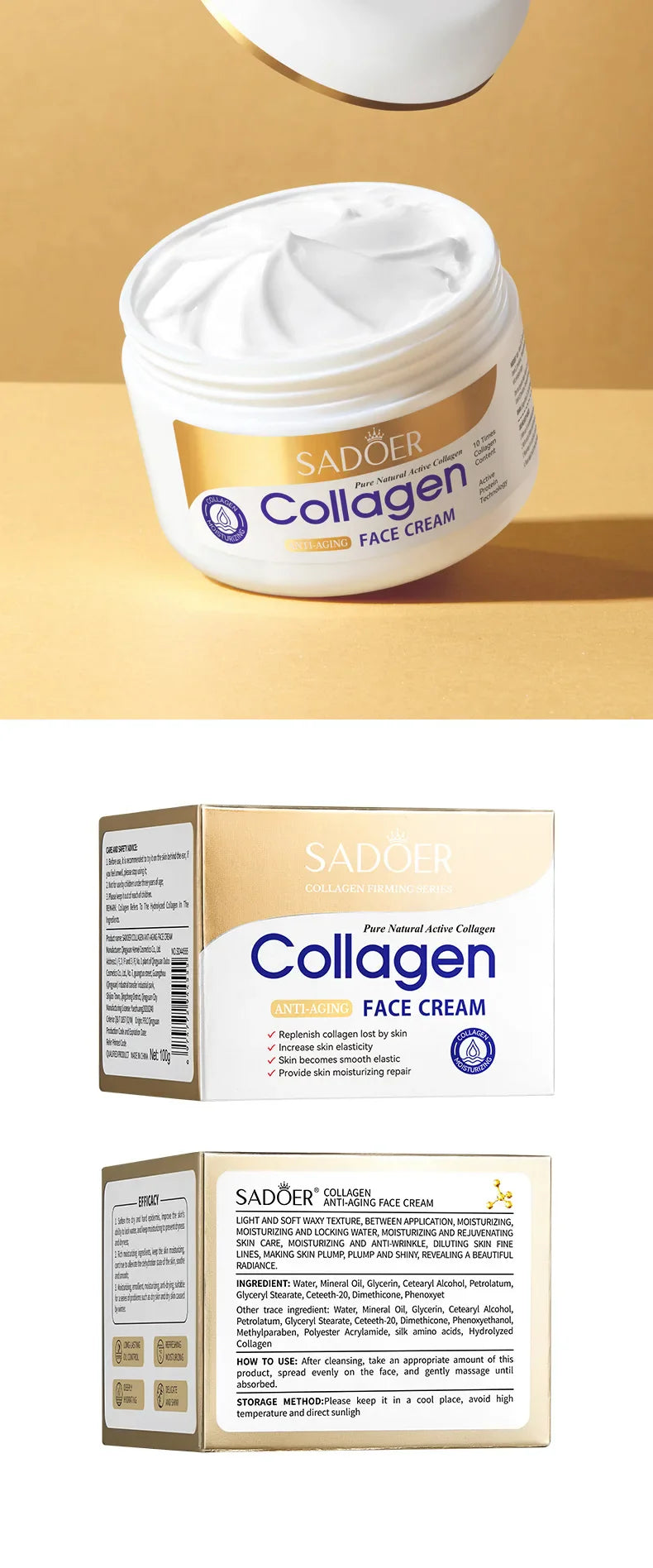 SADOER Collagen Firming Face Cream sknicare Moisturizing Hydrating Face Creams Faical Cream Beauty Face Skin Care Products