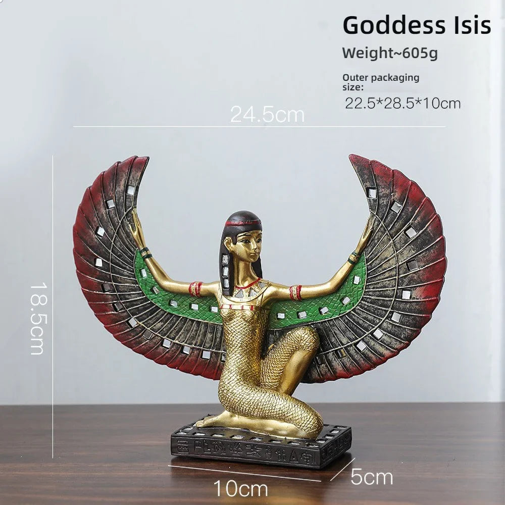Egyptian Sphinx Resin Statue - Pharaoh Lion Body Human Face Sculpture, Hand-Painted Pyramid Guardian Isis Goddess Inspired Craft