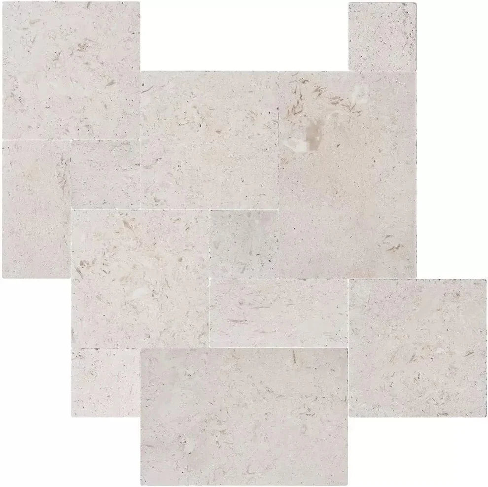 Shell Stone White Fossil Limestone Tumbled Pavers - Full Truckload