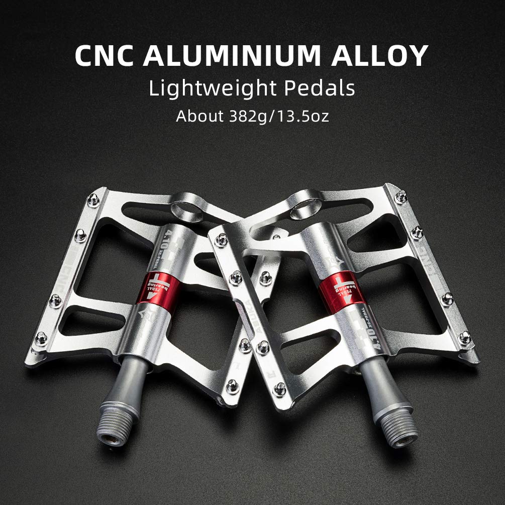 ROCKBROS 4 Bearings Mountain MTB Bike Pedals Platform Flat Aluminum Alloy 9/16"