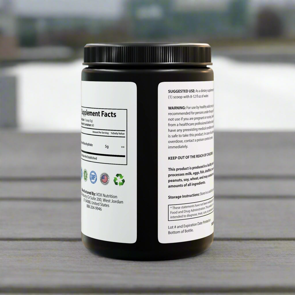 Supplement container with label on a white background