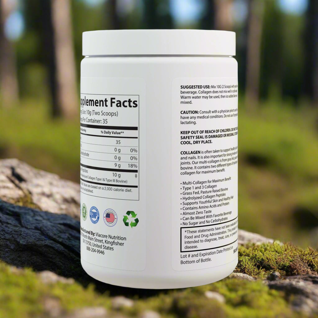 Supplement container with label on a white background