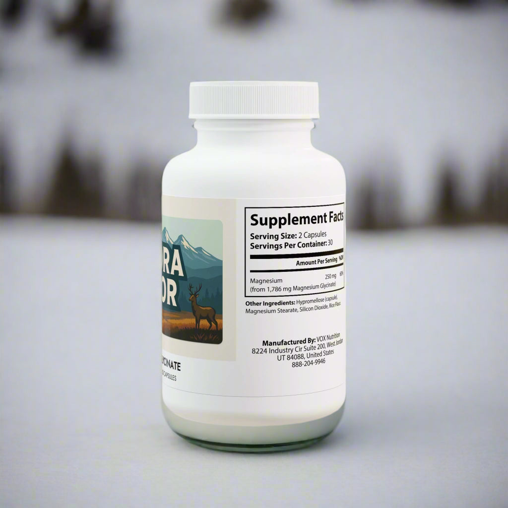 Supplement bottle with label on a white background