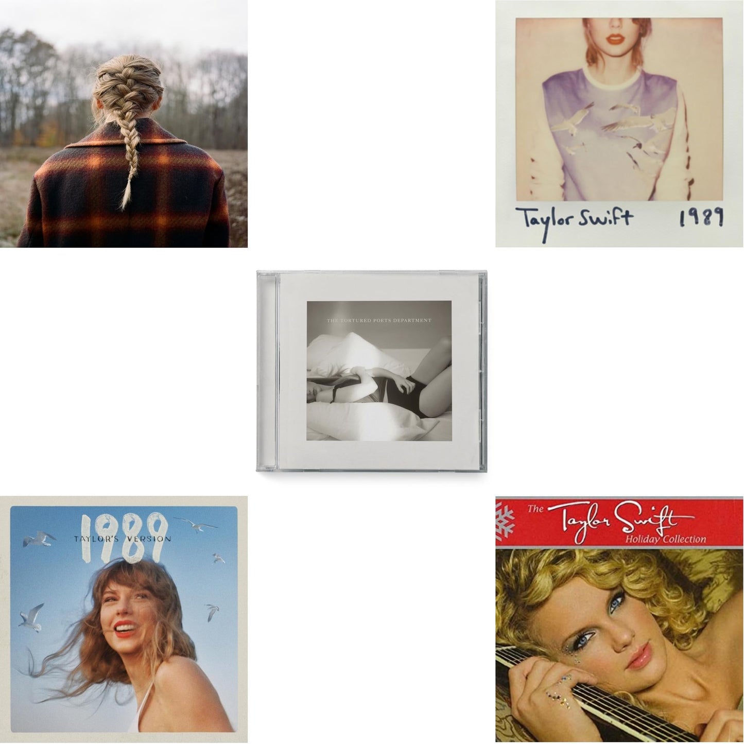 Taylor Swift - Evermore (Edited) & 1989 (Taylor's Version) & Tortured Poets Department (X) (Manuscript- Bonus Track) & 1989 & Holiday Collection - CD Bundle