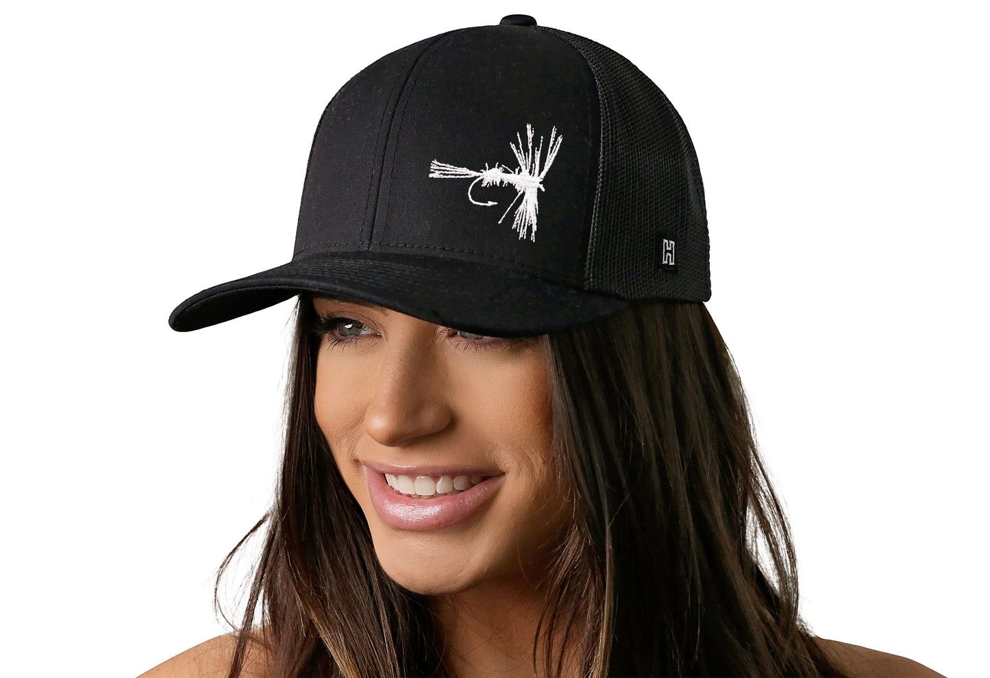 Fly Fishing Trucker Hat | Black Fly Fishing Snapback