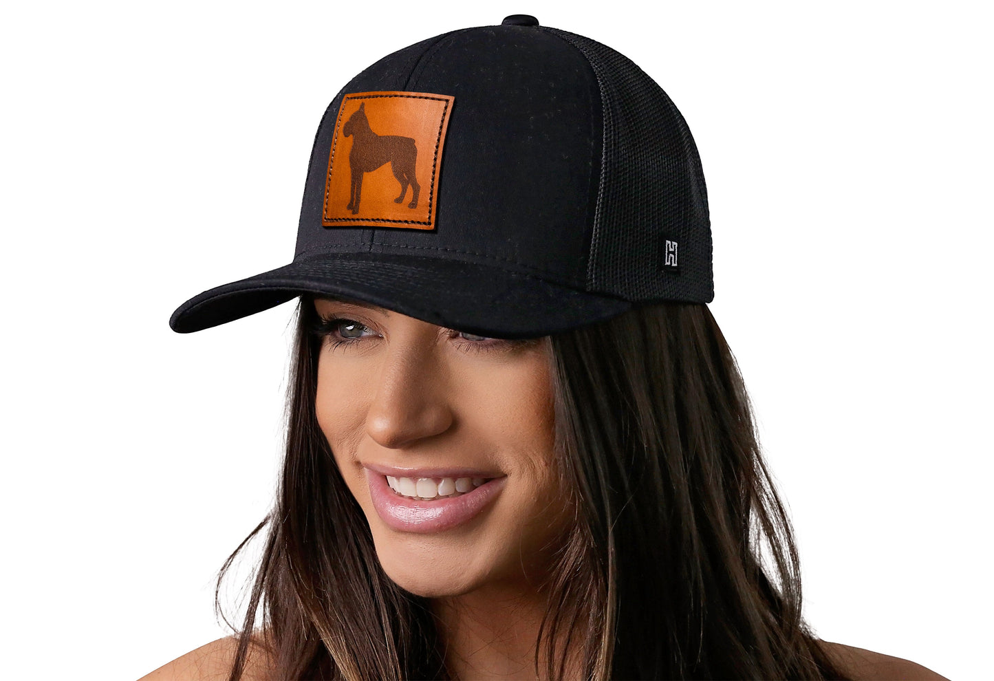 Boxer Trucker Hat Leather | Black Dog Snapback