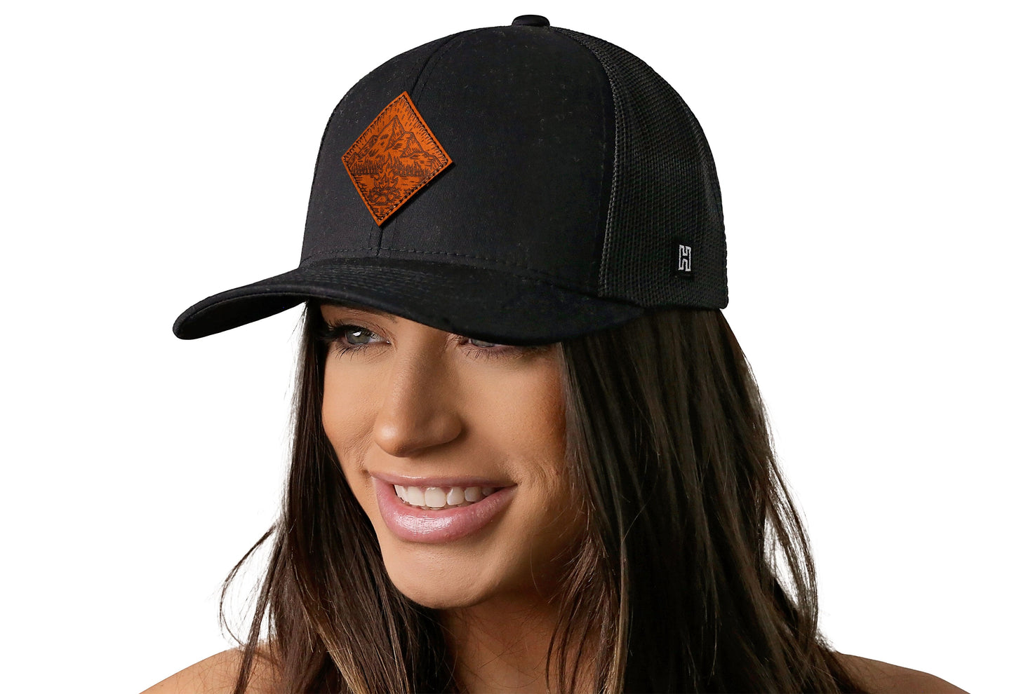 Campfire Trucker Hat Leather | Black Outdoors Snapback
