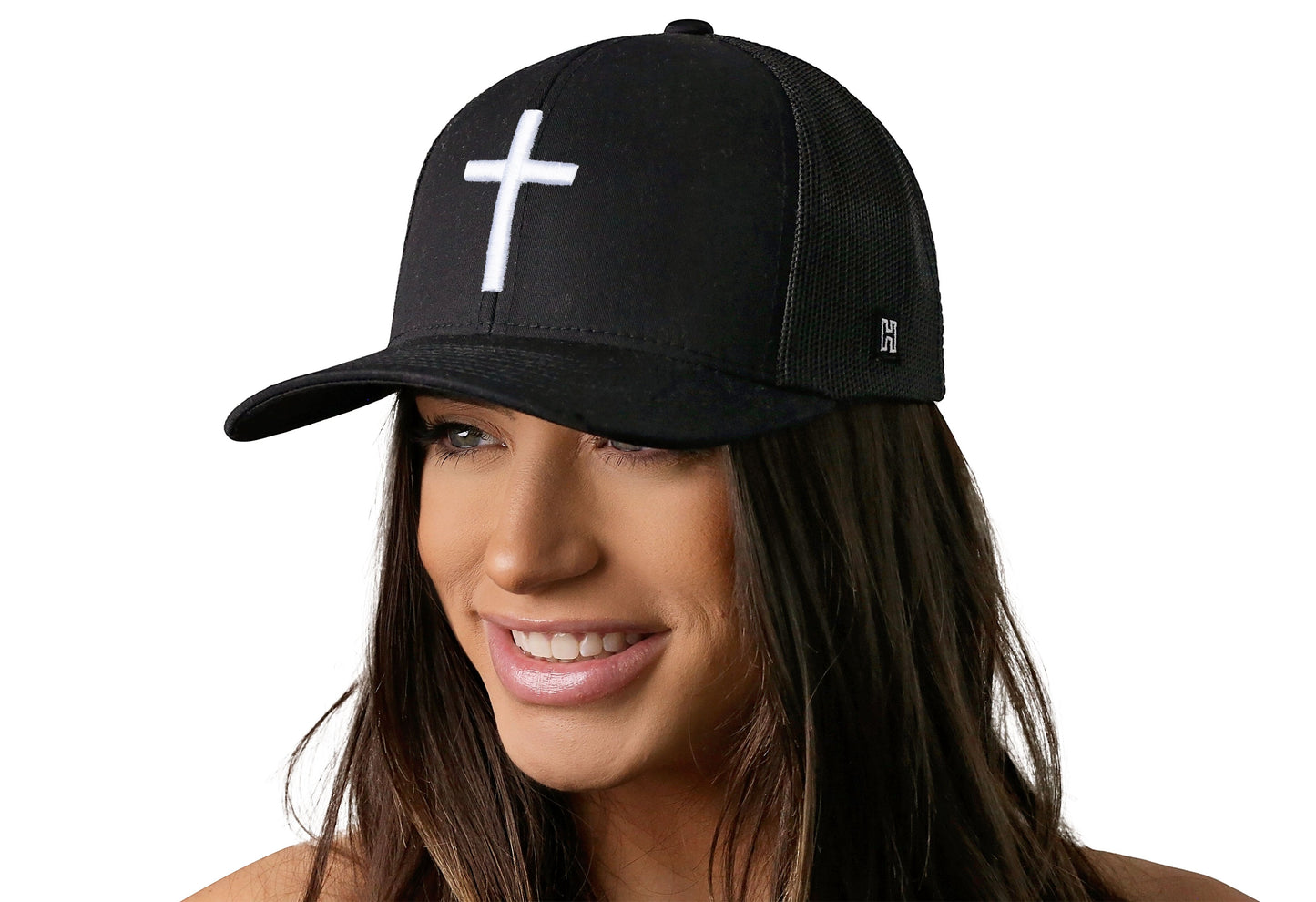 Cross Trucker Hat | Black bold cross Snapback