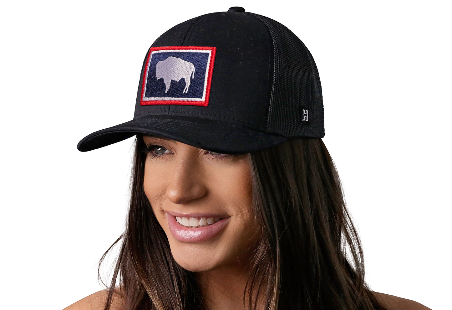 Wyoming Flag Trucker Hat | Black WY Snapback