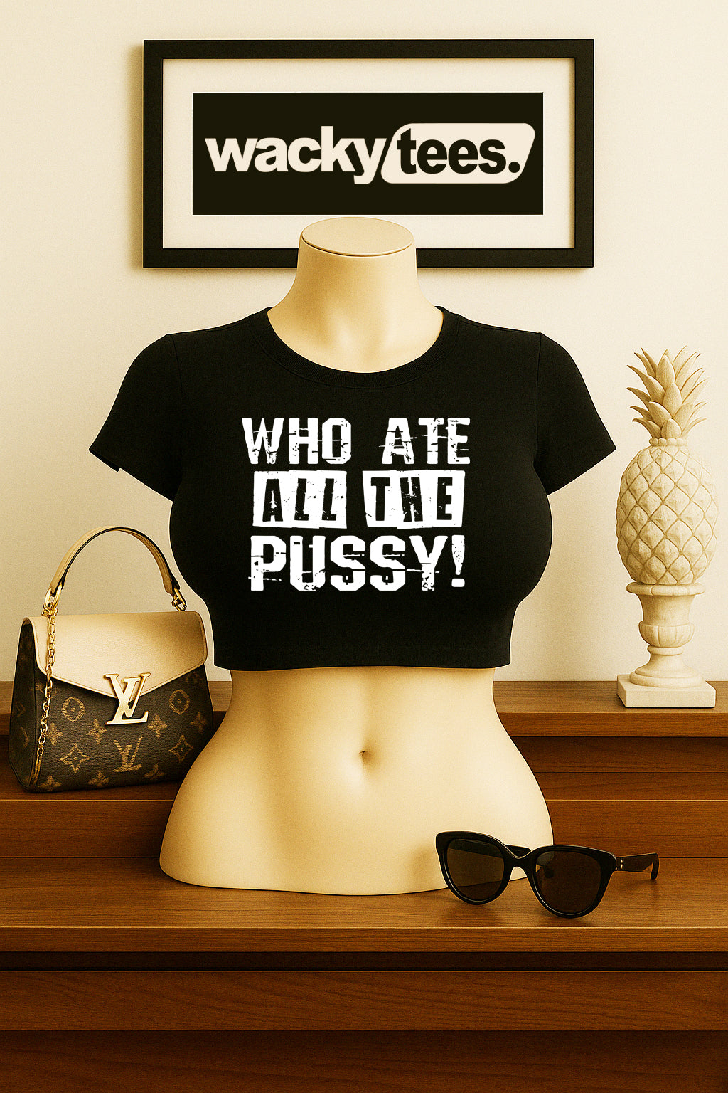 Who Ate All The Pussy Adult Humor Funny Graphic Tee Shirt