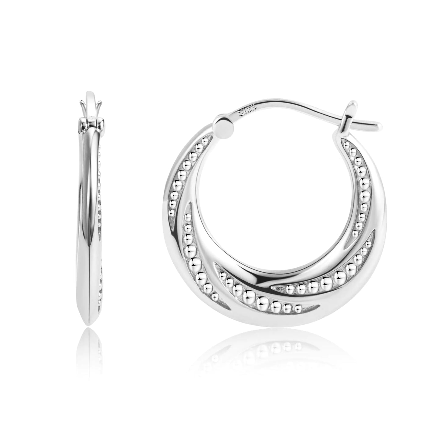 Silver Hoop Earrings for Women Small Hoop Earrings Rotating Small Ball Design Comfortable Silver Earrings for Women Hoop Earrings Womens Jewelry