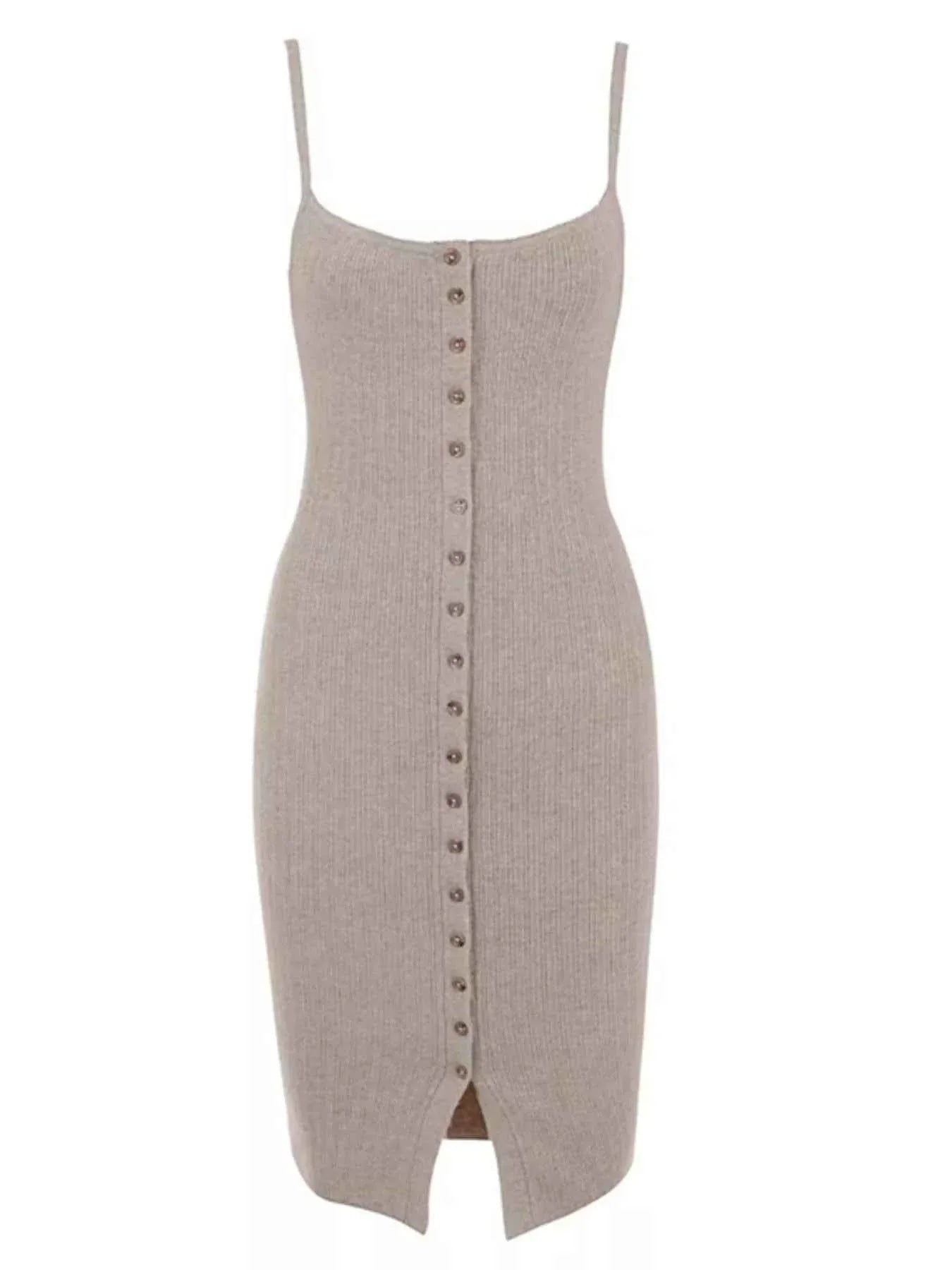 Stylish Ribbed Button-Front : Bodycon Dress
