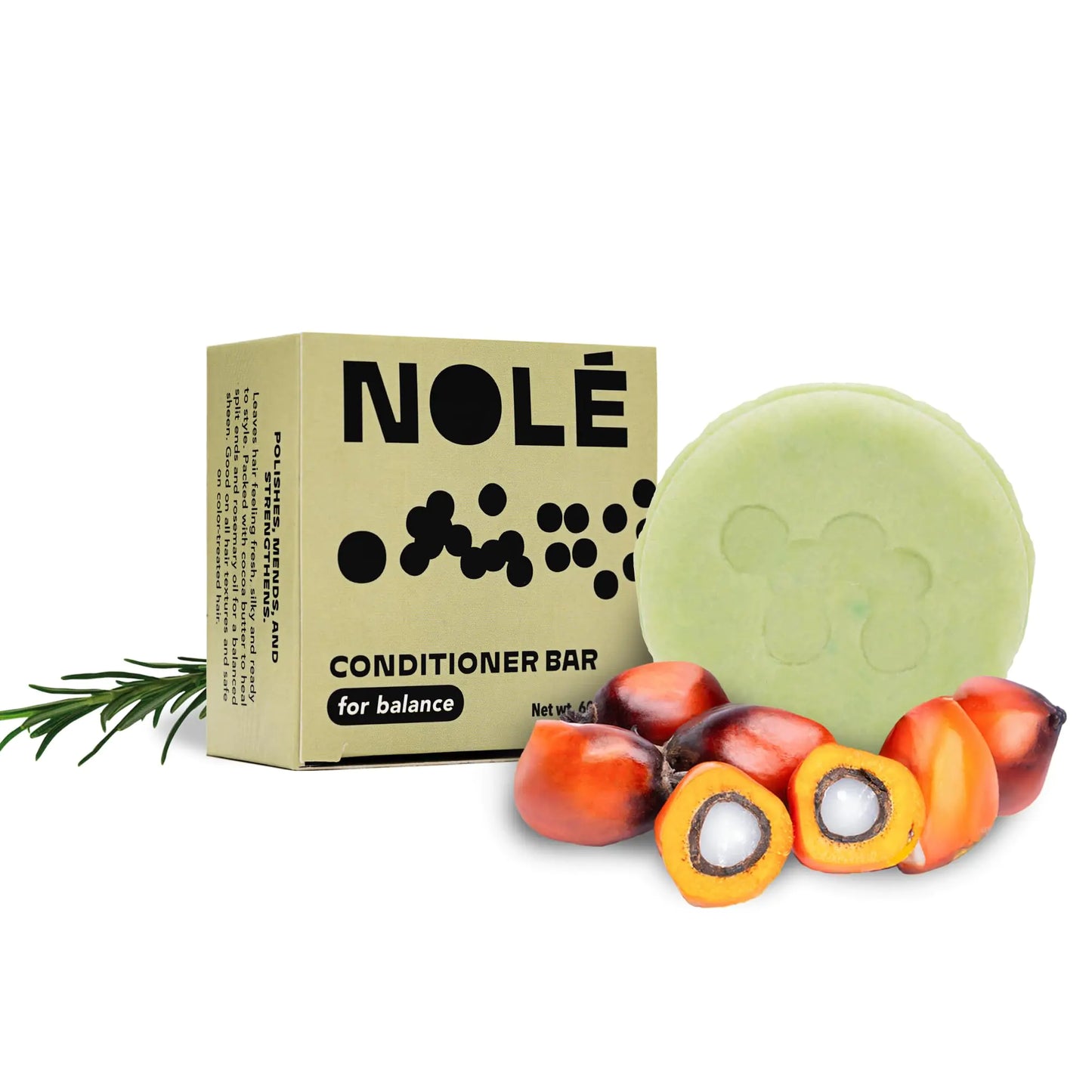 NOLE CARE Rosemary Mint Shampoo Bar With Batana Oil - Sustainable PH Balanced Rice Protein Shampoo For Hair Growth Anti-Dandruff Sulfate-Free Sustainable Plastic-Free Packaging - 3 oz Bar