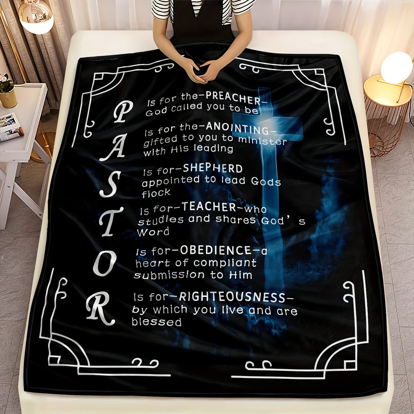 1pc, Pastor Appreciation Gifts For Men, Throw Blanket, Thank You Presents For Christmas, Pastor Appreciation Day, Birthday, Father's Day Cross