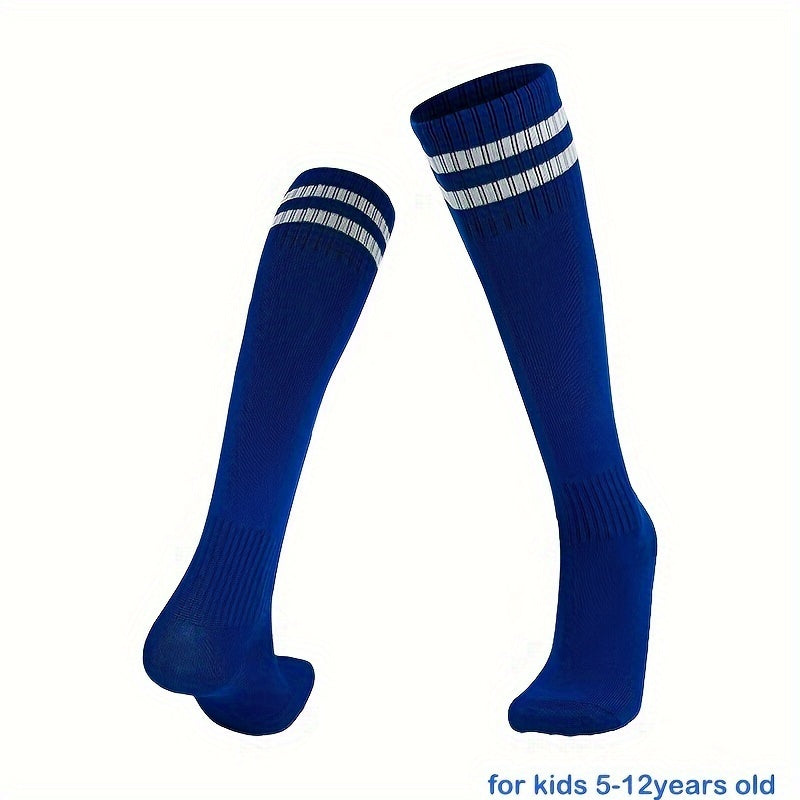 1 pair Striped Knee-High Sports Socks for Kids - Breathable & Comfortable for Basketball, Football & Running