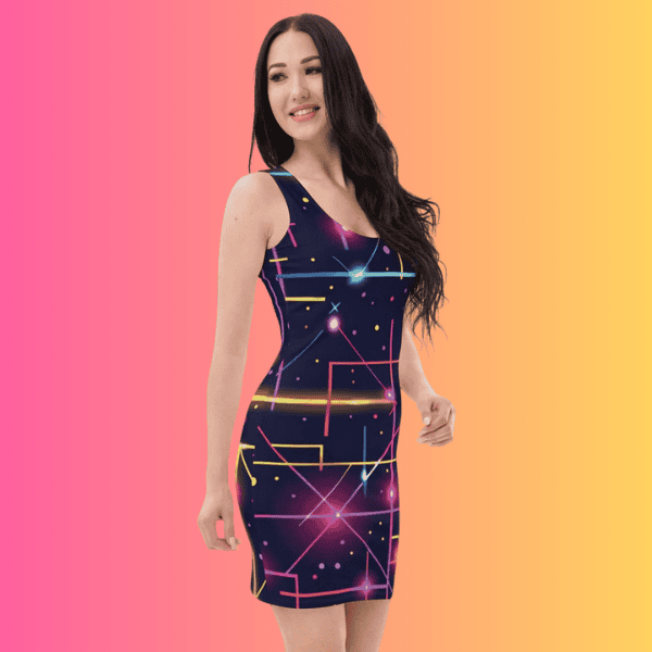 Vibrant Abstract Bodycon Festival Dress for Rave Lovers