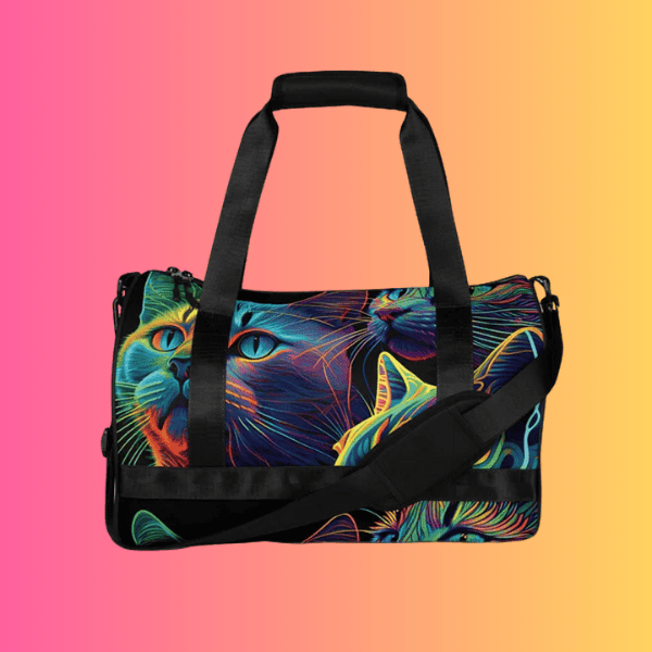Neon Psychedelic Cat Festival Travel Bag