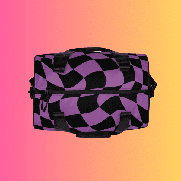 Trippy Checkered Festival Travel Bag - Your Vibrant Rave Sidekick