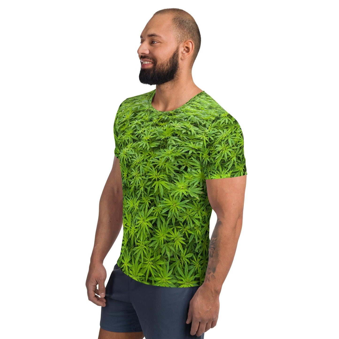 Weed All-Over Print Men's Athletic T-shirt - Lizard Vigilante