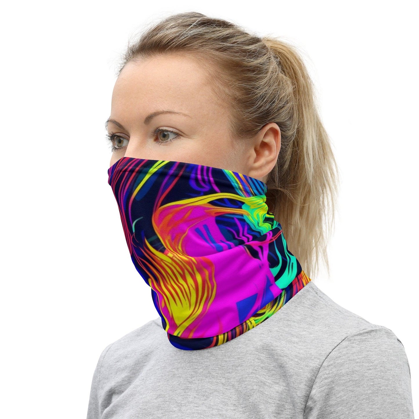 Neon Abstract Multi-Use Neck Gaiter for Festivals