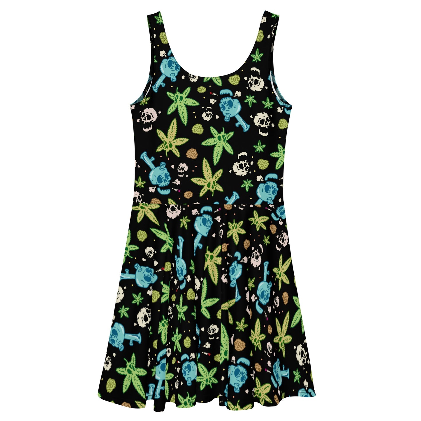 Skulls And Weed Skater Dress
