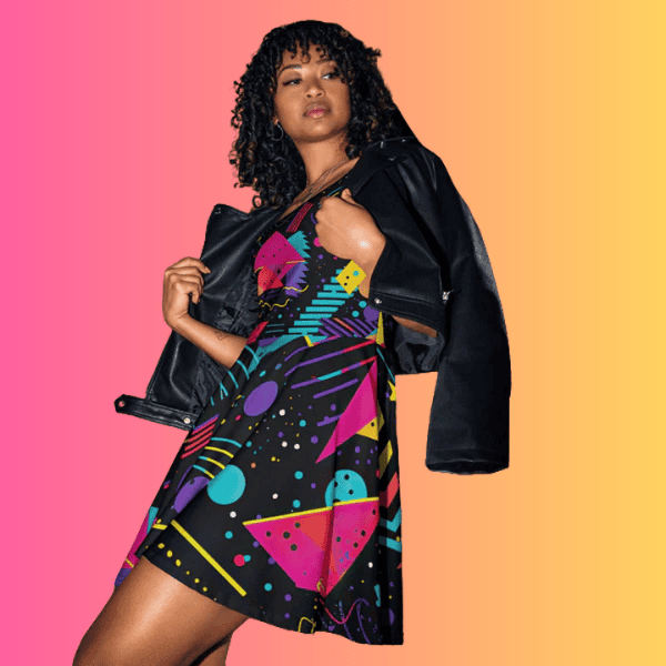 Vibrant Retro Skater Dress for Rave and Festival Vibes