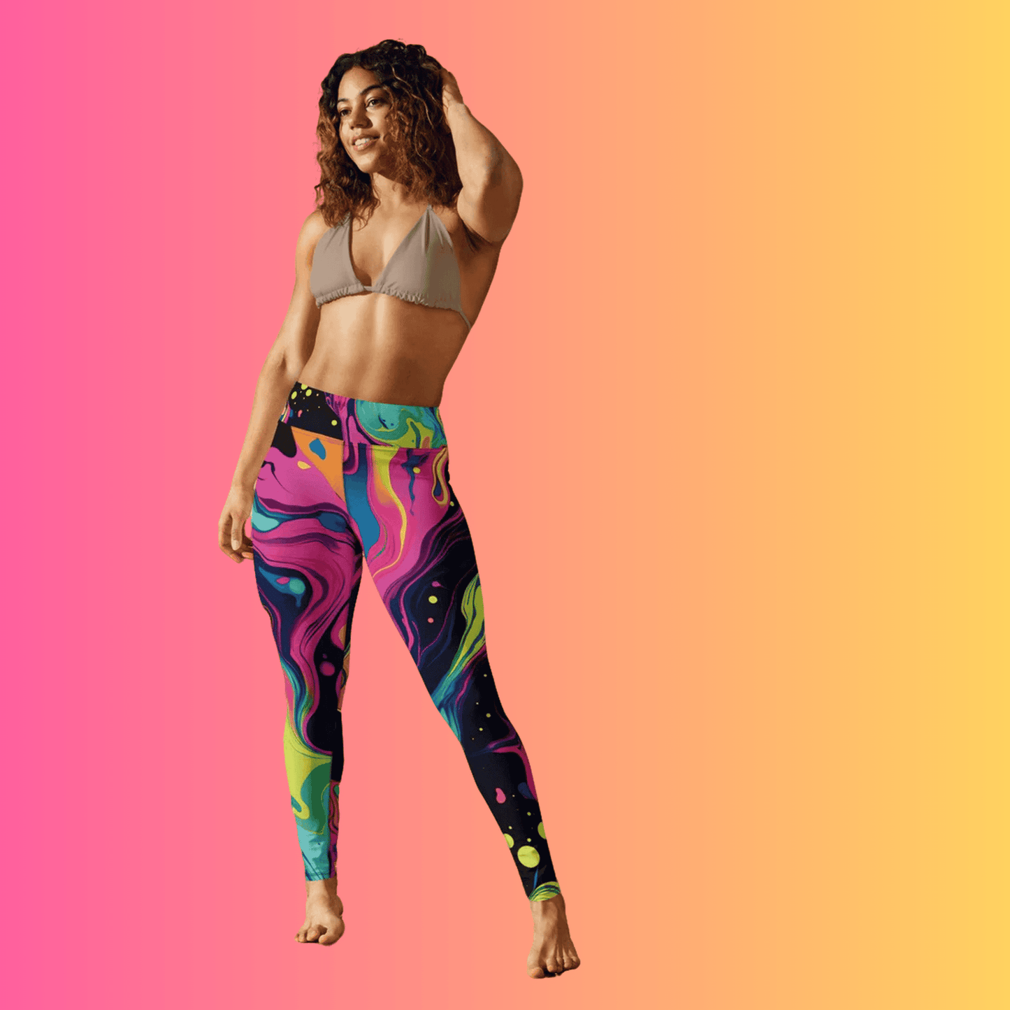 Vibrant Abstract Yoga Leggings for EDM Festivals and Raves