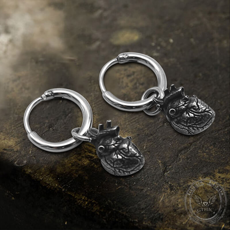 Anatomical Heart Organ Stainless Steel Earrings