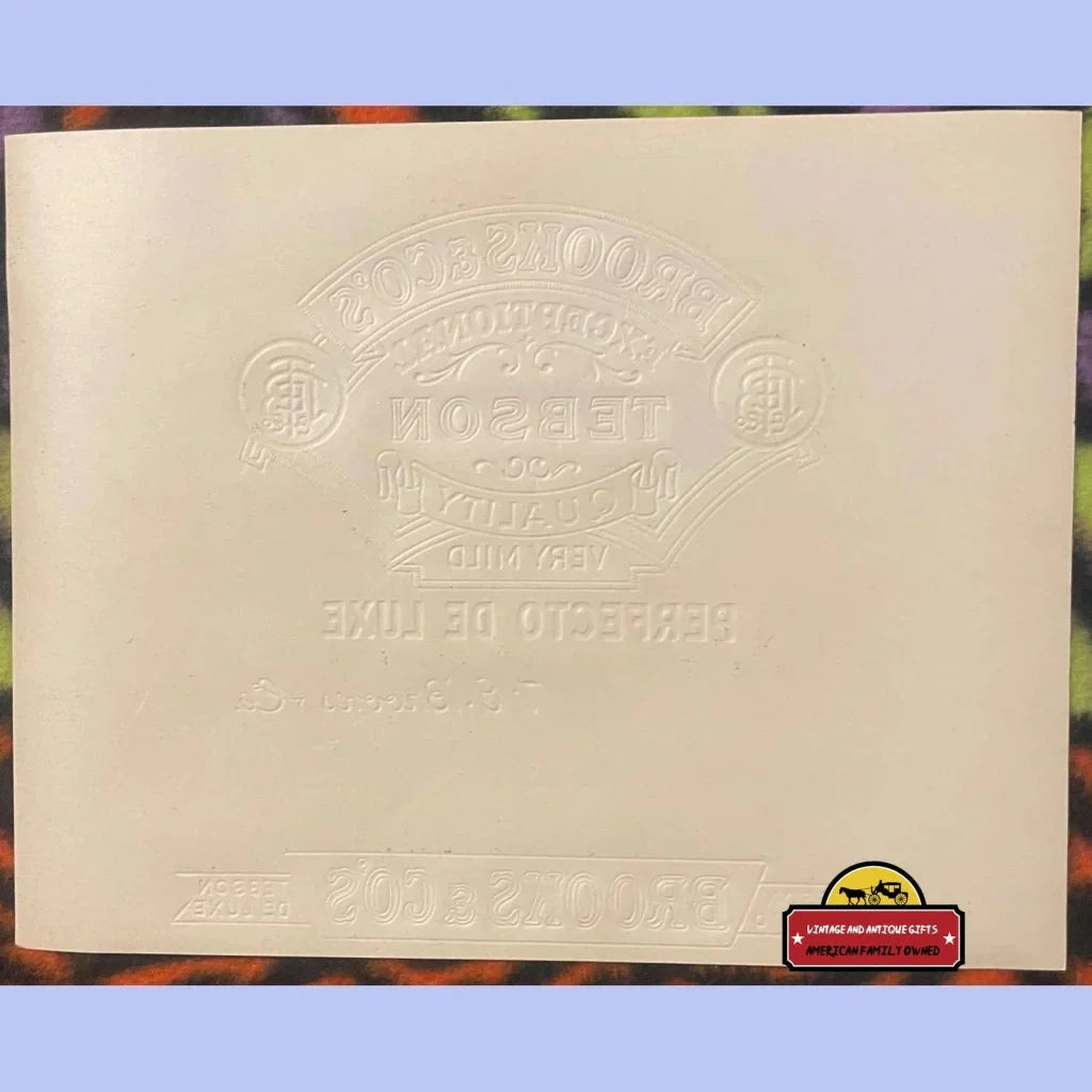 Rare Tebson Embossed Cigar Label from Brooks & Co's Golden Age