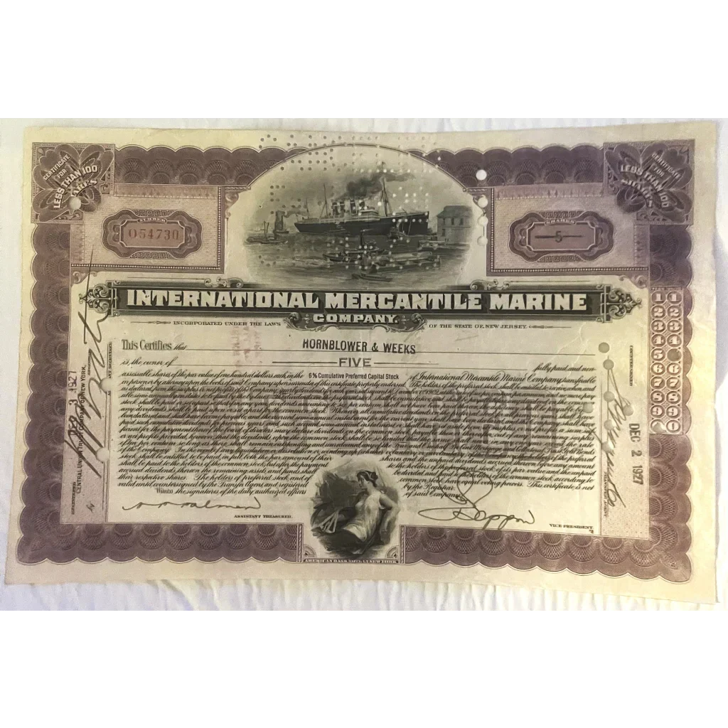 Own a Piece of Titanic History Rare 1910s - 1920s Stock Certificate