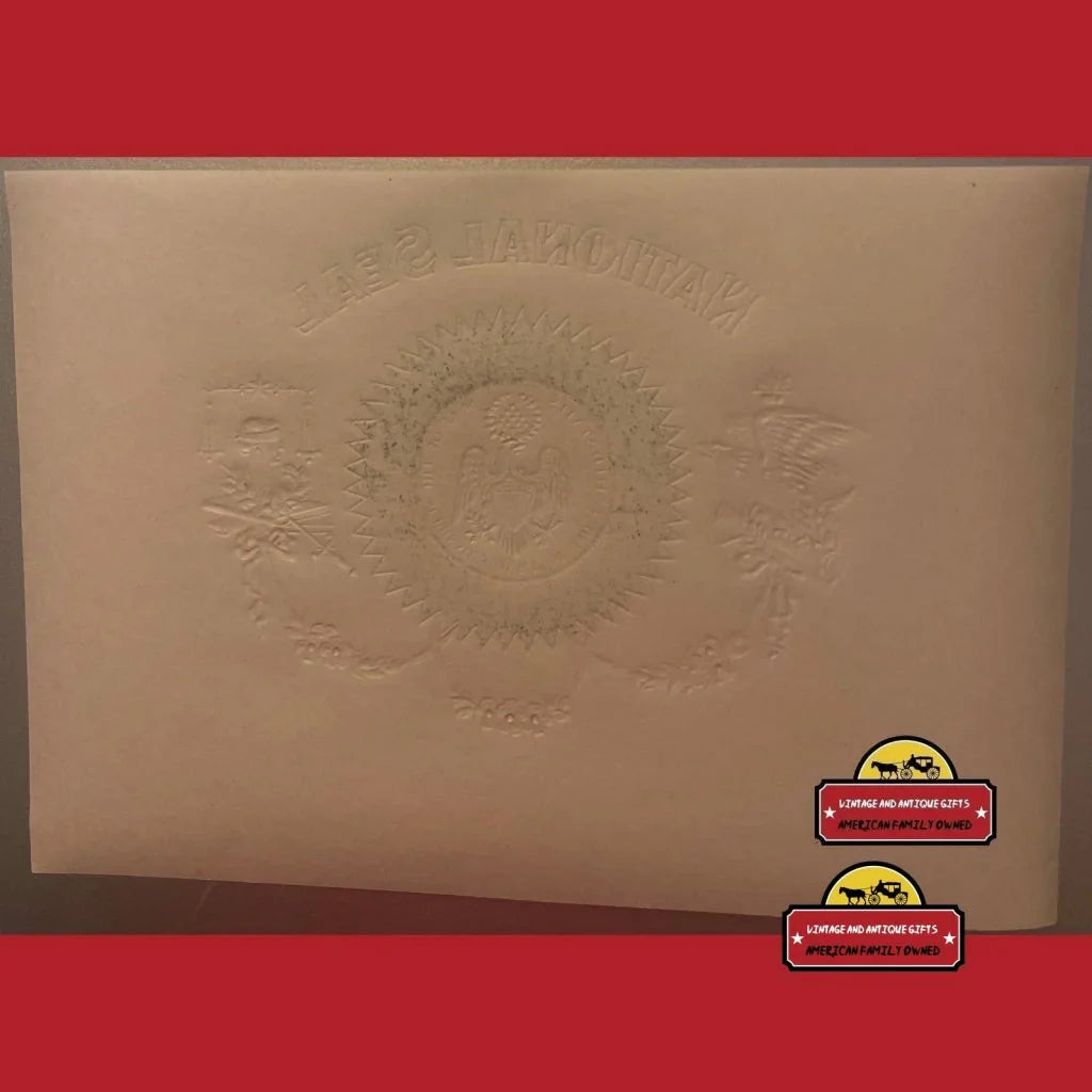 Rare Antique National Seal Cigar Label Embossed Supreme Court Art