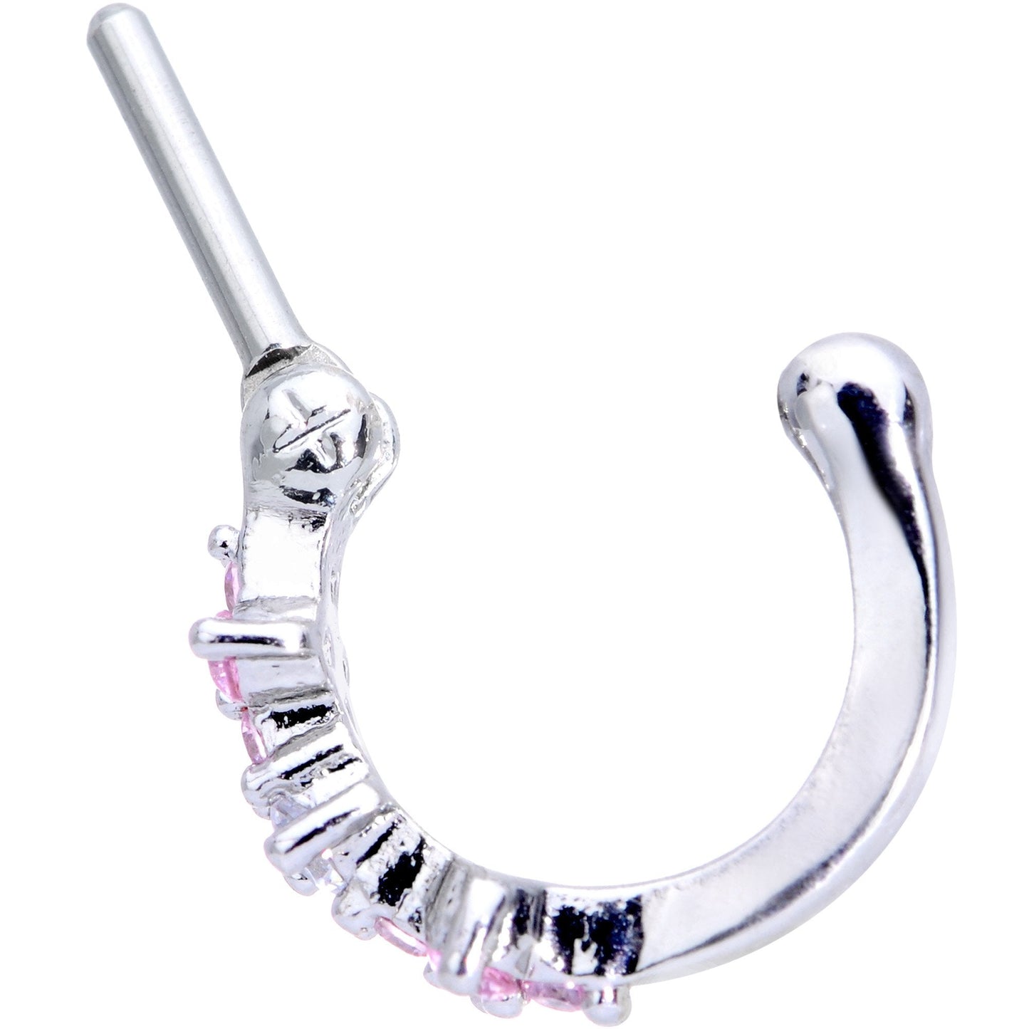 16G 1/4 Clear Pink Gem Hinged Cartilage Clicker