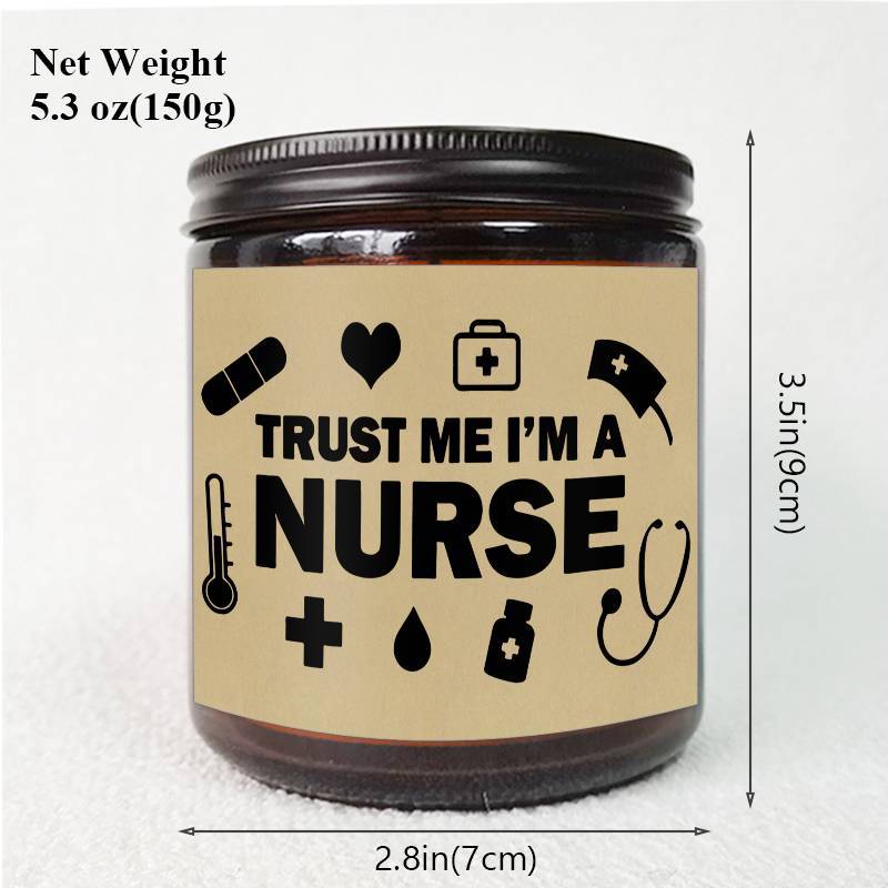 1pc Lavender Scented Candle 5.3oz - "Trust Me, I'm a Nurse" Design with Medical Symbols | Heartfelt Gift for Nurses, Nurse Appreciation, Graduation, Birthdays, Christmas | Soy Wax, Glass Container