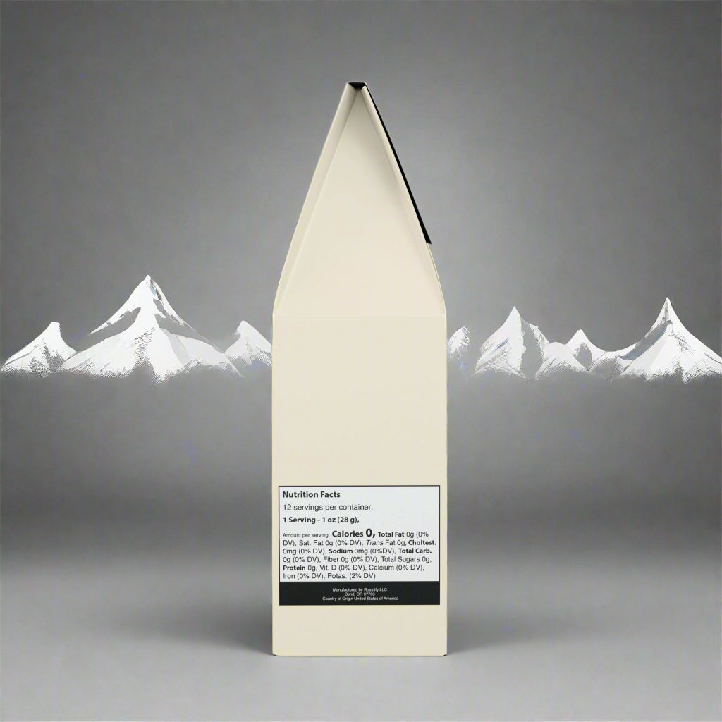 Product packaging with nutrition facts label on a white background